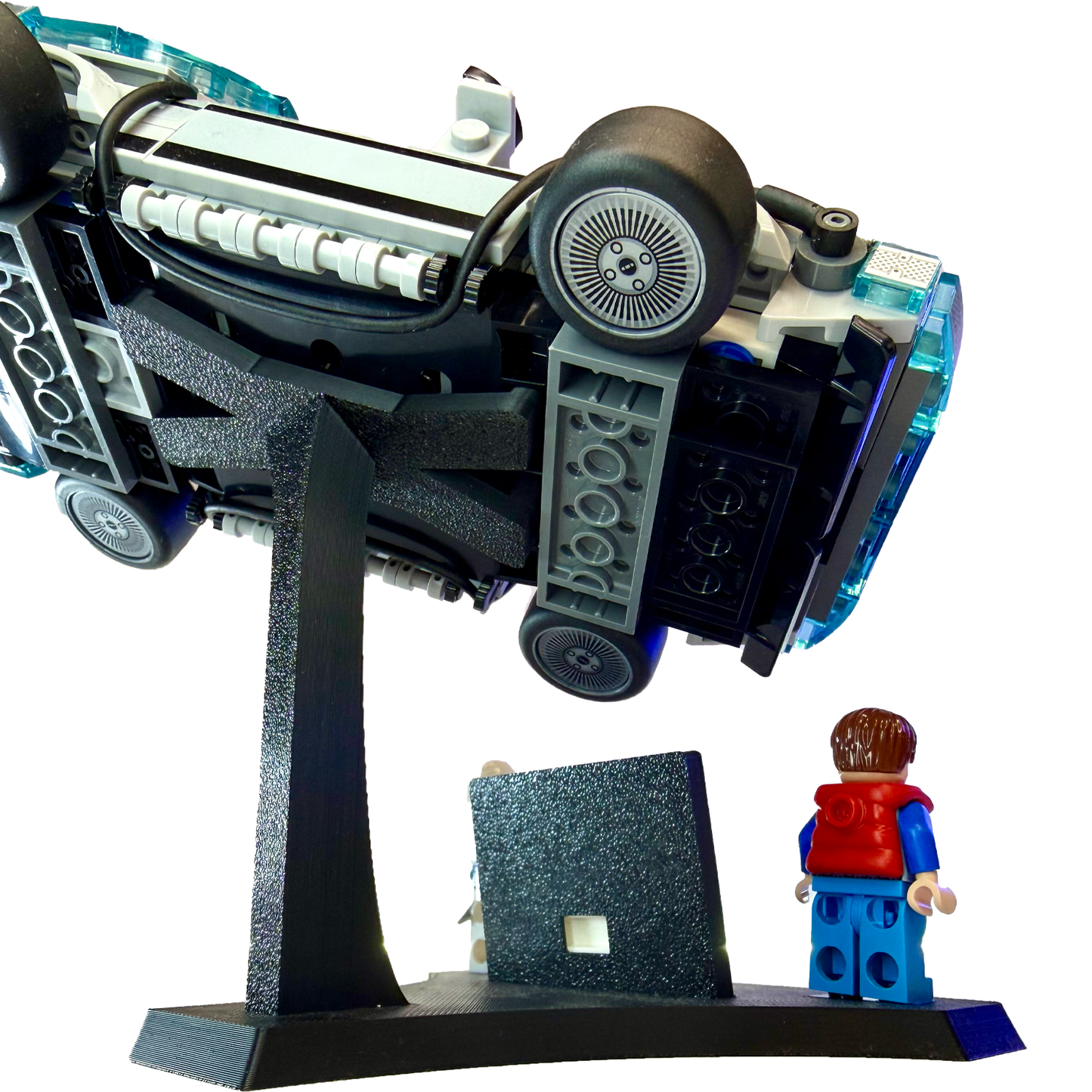 Minifigure Display Stand for LEGO Speed Champions 77256 (Back to the Future) – Rotating Car Holder