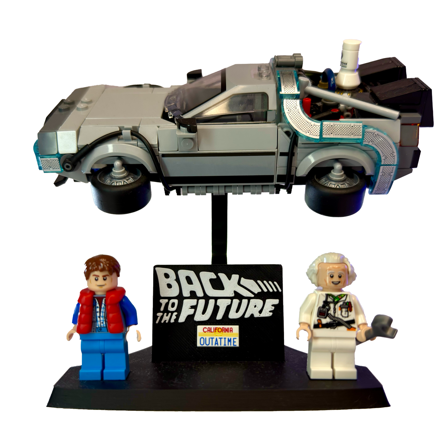 Minifigure Display Stand for LEGO Speed Champions 77256 (Back to the Future) – Rotating Car Holder