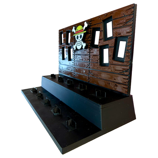 Minifigure Display Stand with Wanted Posters – Compatible with LEGO – Inspired by One Piece