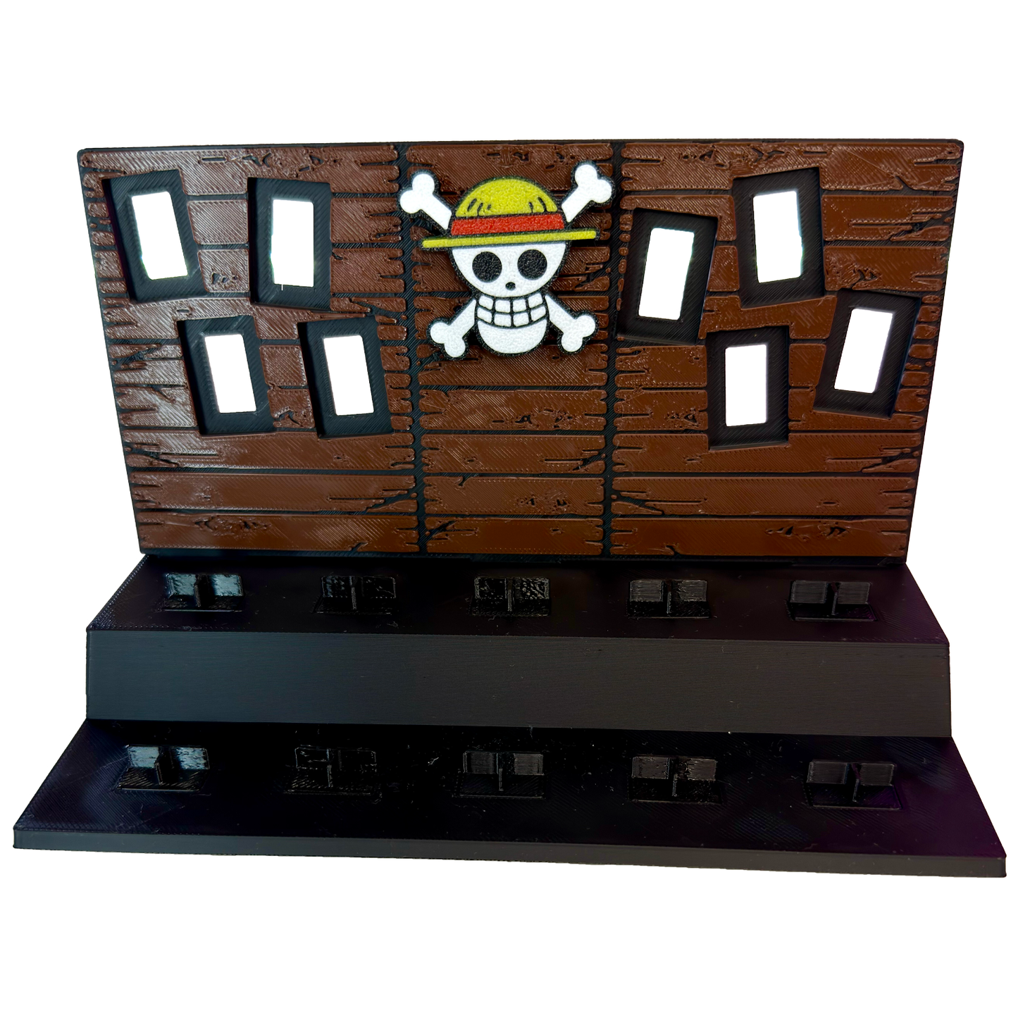 Minifigure Display Stand with Wanted Posters – Compatible with LEGO – Inspired by One Piece